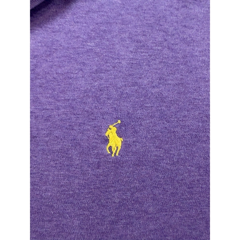 Polo Ralph Lauren Mens Large Purple Short Sleeve Yellow Pony Polo Shirt Cotton - Picture 2 of 8